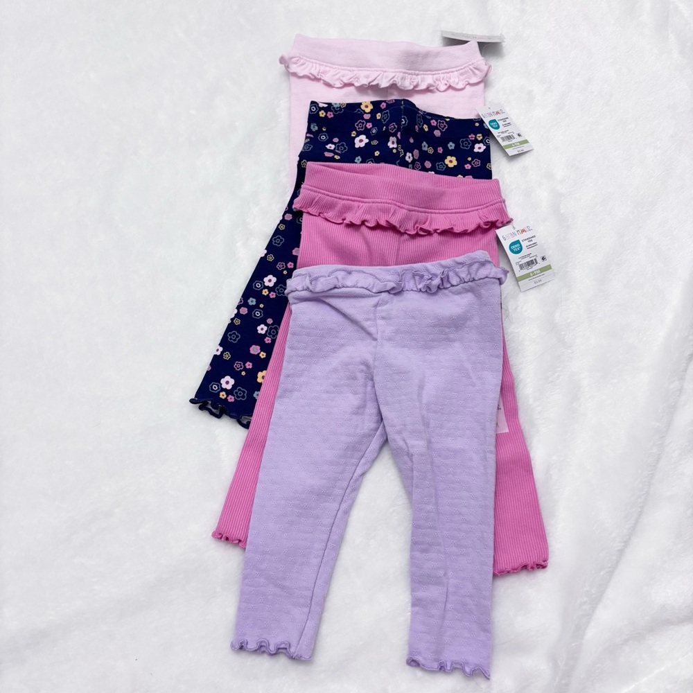 NWT Garanimals Set of Four Ruffle Baby Leggings Pastel and Floral Girl Size 6-9M - Picture 6 of 7